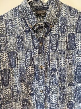 Triumph of California Blue Tribal Print Button-Up Shirt XL 100% Cotton